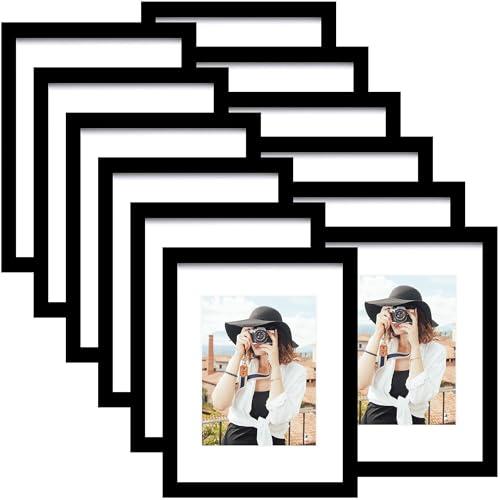 8x12 Picture Frame Set of 12, Modern Gallery Wall Frames, Black | Fits 6x8 With Mat or 8x12 Without Mat, Shatterproof Cover, Horizontal or Vertical Wall Mounting, Tabletop, Photo Collage - color: Black, size: 8x12