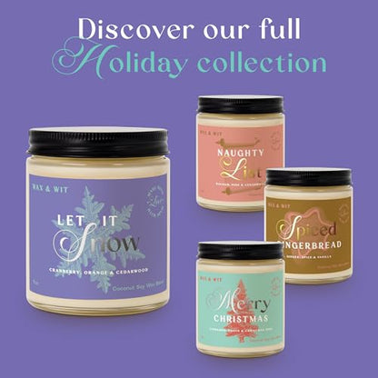 Wax & Wit Christmas Candles Scented – Cranberry, Orange, Cedarwood – Fall Candle, Perfect Holiday, Winter, Xmas, Autumn Gifts – 9oz, Soy Wax, 50 Hour Burn - color: Let it Snow