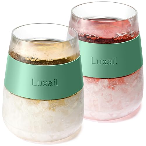 luxail Wine Glasses, Plastic Wine Glasses Set of 2, Wine Gifts, Double Wall Insulated Freezer Tumbler, Stemless Freezer cups for Red and white Wine, 8.5 Oz, Sage Green - color: Sage Green