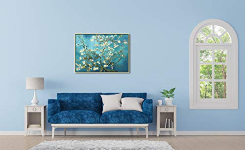Wieco Art Framed Wall Art Almond Blossom Floral Giclee Canvas Prints of Van Gogh Famous Oil Paintings Reproduction Flowers Pictures on Canvas Wall Art for Bedroom Home Decorations - size: 28"L x 20"W
