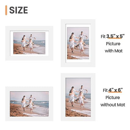 upsimples 4x6 Picture Frame Set of 10, Display Pictures 3.5x5 with Mat or 4x6 Without, Multi Photo Frames Collage for Wall or Tabletop Display, White | Fit 3.5x5 and 4 x 6 Photos, Wall or Tabletop Display, For Gallery Hallway Living Room, For Christmas Mo