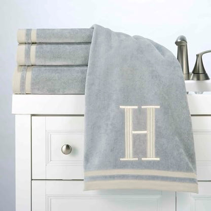 Avanti Linens - Towel Set, Soft & Absorbent Cotton, Embroidered Bathroom Decor, Set of 5 (Monogram Collection, Initial H) - style: H
