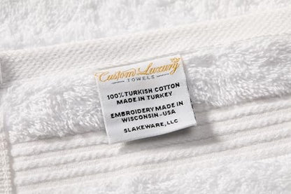 Personalized Bath Towels | Set of 2 | Choose from 12 Fonts | Genuine Turkish Cotton | Oeko-Tex Certified | Personalized Towels | Bathroom Towels - color: White - Bath Towels