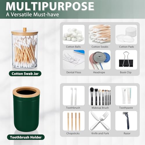 Bathroom Accessories Set 5Piece Hunter Green Bathroom Sets, Toothbrush Holder, Toothbrush Cup, Lotion Soap Dispenser, Soap Dish and Qtip Holder Bathroom Decor - style: Dark Green