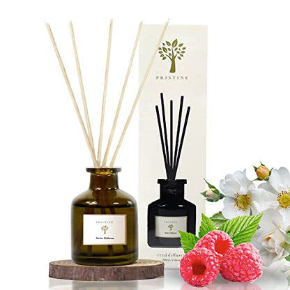PRISTINE Swiss Château/Inspired by Hilton Reed Diffuser - Home & Bathroom | Fresh Cut Rose, Tangerine, Cedarwood Oil Reed Diffuser Set | Oil & Reed Diffuser Sticks, Home & Office Decor, Fragrance Gift - size: 1.69 fl oz