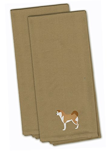 Caroline's Treasures BB3472TNTWE Akita Tan Embroidered Towel Set of 2 Decorative Bathroom Guest Hand Towel for Hand, Face, Tea, Dishcloth, 19 X 25, Tan - color: Tan, style: Akita