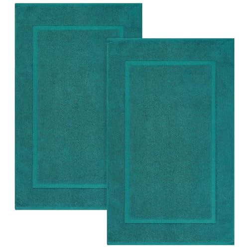 ELITE Emporium Home Collection 2-Piece Cotton Bathroom Mat Set, 21" x 34" - 100% Cotton, Absorbent, Quick-Dry, Bath Towel Mats for Floor, Teal [Not a Bathroom Rug] - color: Teal