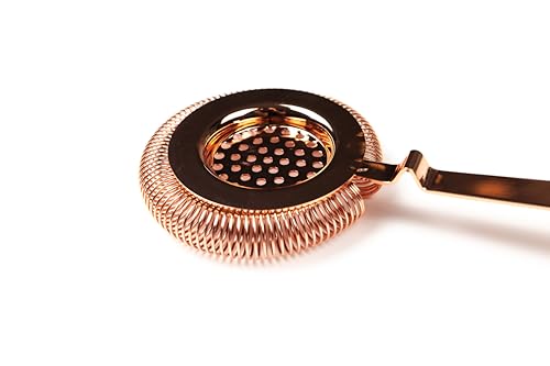 Hawthorne Julep Cocktail Strainer by Bull in China in Copper - Deluxe Hybrid Design With High Density Spring for Boston Shakers and Mixing Glasses for Bars & Bartenders - color: Copper