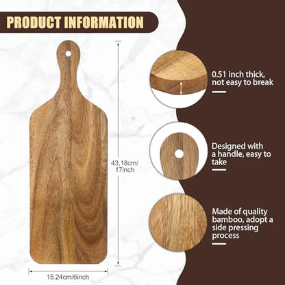 Didaey 6 Pcs Cutting Board Bulk Kitchen Thicken Chopping Platter with Handles Wooden Charcuterie Serving Trays Blank Wood Boards for Engraving Wedding Housewarming(Acacia Wood,17 x 6 Inch) - size: 17 x 6 Inch