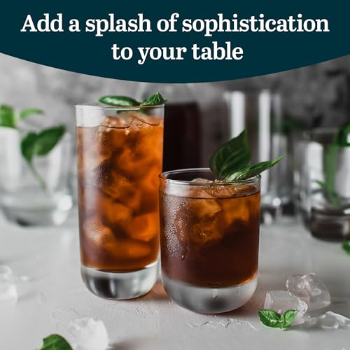 Polaris Tumbler & Rocks Drinking Glasses Set of 16, Clear Glass Cups | 16.25 oz and 12.25 oz Capacities for Water, Juice, Cocktails, and More with Dishwasher-Safe Convenience for Easy Cleanup - color: 05 - Polaris