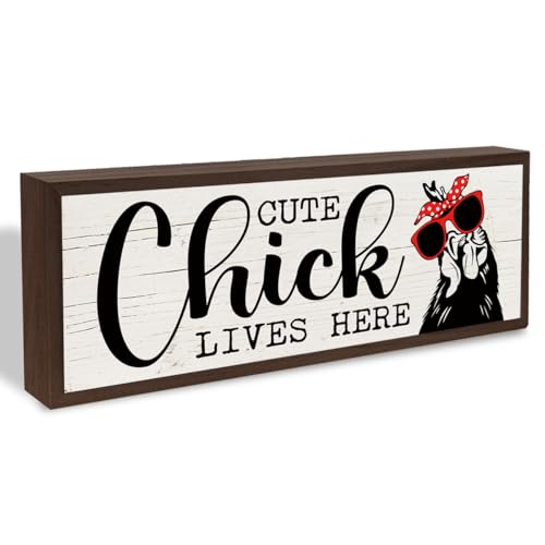 Chicken Decor, Cute Chicks Lives Here Sign, Funny Farm Decors, Decorative Wooden Wall Plaque, Chicken Lover Home Decor, Housewarming Gift 9.5x3.1x1 inches - color: style 30