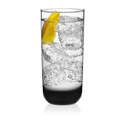 Libbey Polaris Tumbler and Rocks Glass Cups Set, Smoke Hue Mixed Drink Glasses with Straight Lines, Lead-Free, Drinkware Set of 16 for all Beverages - color: 04 - Polaris Smoke Hue