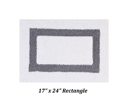 Better Trends 100% Cotton Hotel Collection Bath Set, White & Gray - Tufted, Reversible, Absorbent & Machine Washable 2 Piece Bathroom Rug Set, Toilet Base & Sink Mat - color: White & Gray, size: 2 Piece Set (17" x 24" | 20" x 20")