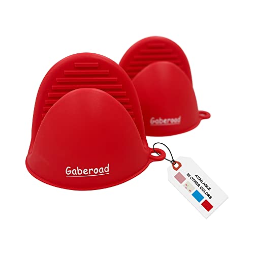 Thickened Mini Silicone Oven Mitts Heat Resistant, Rubber Oven Mitt Gloves, Finger Pinch Grips, Pot Holder, Silicone Potholder for Kitchen Cooking & Baking 1 Pair, Red - color: Red
