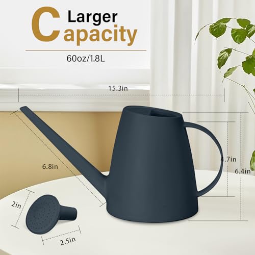 Watering Can - for Indoor and Outdoor House Plant Garden - with Long Spout - 1/2 Gallon - Grey - color: Gray