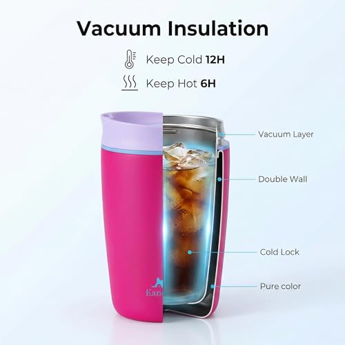 12 oz coffee tumbler Insulated coffee mug with lid Slider Insulated Stainless Steel Coffee Tumbler, Travel Mug for Hot and Iced Beverages insulated travel coffee mug (BB pink) - color: BB pink