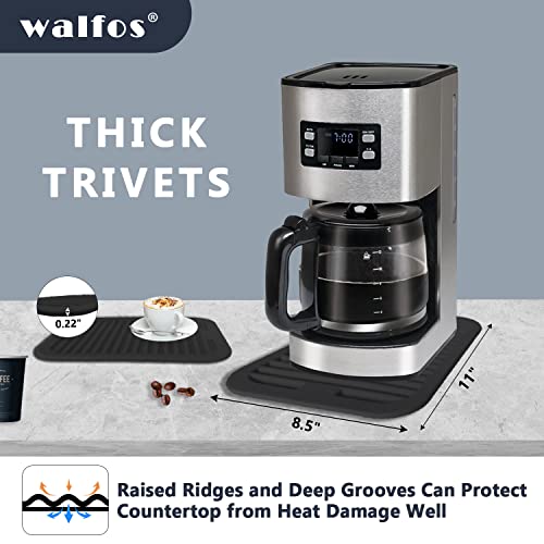 Walfos Trivets for Hot Dishes, Multi-Purpose Silicone Pot Holders, Hot Pads for Kitchen Hot Pots and Pans, Heat Resistant Silicone Mats for Kitchen Countertops, Non-Slip, 2 Pack, Black - style: 8.5x11in, 2 Black Rectangle