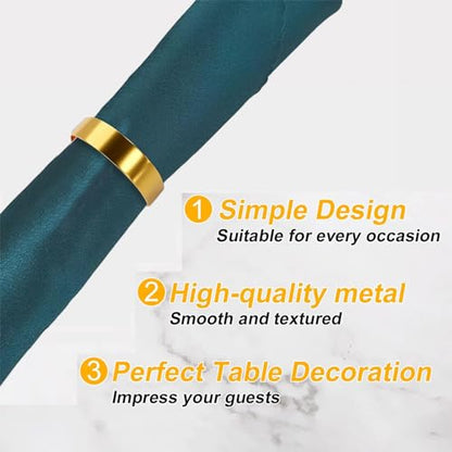 16 Pcs Gold Napkin Rings-Stainless Steel Napkin Rings(Semicircle) | Metal Napkin Ring for Table Settings Wedding Christmas Party Dinner Table - size: 16 Gold