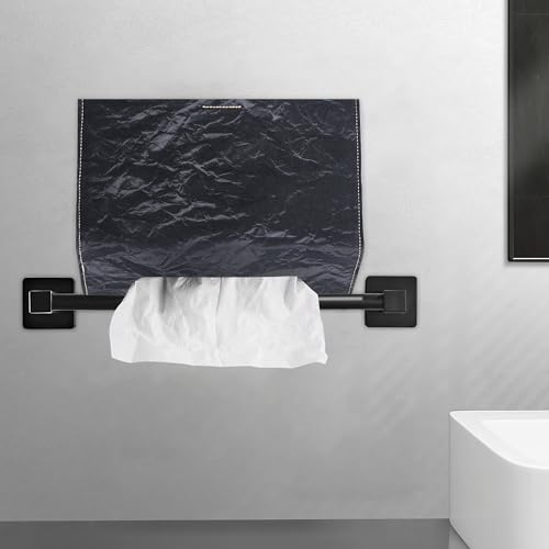 Hand Towels Box Cover,PU Leather Tissue Box Cover Holder Compatible with Kleenex Disposable Paper Hand Towels Suitable for Dining,Kitchen,Bathroom(1-Black) - color: 1-black