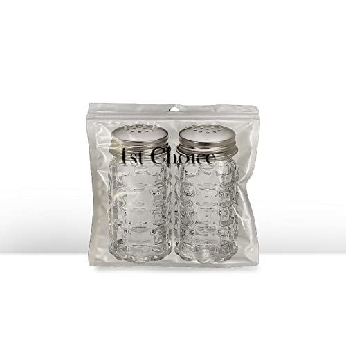Retro Style Salt and Pepper Shakers with Stainless Tops (2) - style: Salt and Pepper Shakers