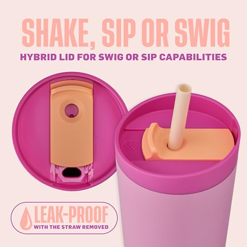 BlenderBottle Tumbler 2-in-1 Stainless Steel Shaker Bottle 24oz, Rose Petal | Leak-Proof with Straw Removed | Blenderball Whisk Technology | Sip or Chug Spout | Protein | Greens | Hydration - color: Rose Petal, size: 24 Ounces