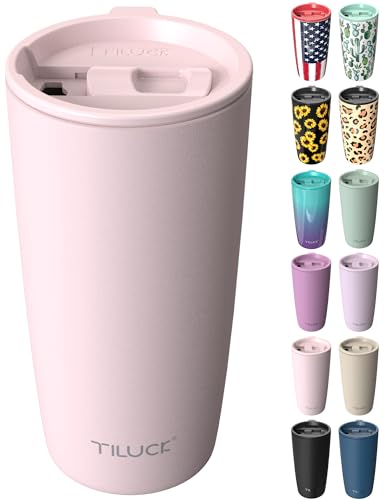 TILUCK 20 oz Insulated Coffee Tumbler with BPA-Free Lid | Travel Coffee Mug, Dishwasher Safe, Cup Holder Friendly, Double-Wall Vacuum Insulation for Hot & Cold Drinks, Matte LightPink - color: Matte LightPink, size: 20 Ounces