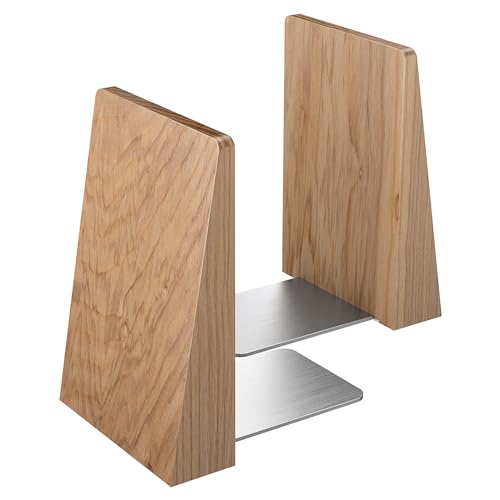 DRELIFAM Ash Wood Book Ends Heavy Duty Handmade Book Ends for Shelves Decorative Bookends to Hold Heavy Books (Ash Wood Small) - color: Ash Wood Small