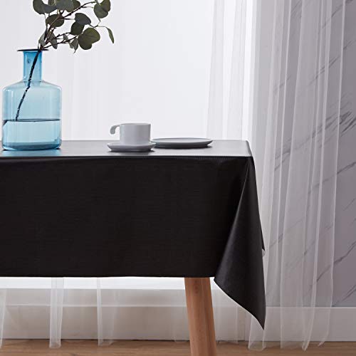 NLMUVW Square Vinyl Tablecloth 48 Inch, 100% Waterproof Oil Proof Spill Proof PVC Table Cloth Wipe Clean Table Cover for Kitchen Dining Picnic, Black - color: Black, size: 48" x 48" (Square)