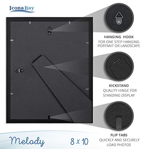 8x10 (20x25 cm) Picture Frames (Ink Black, 4 Pack), Contemporary Photo Frames, Melody Collection Picture Frame Set - color: Ink Black