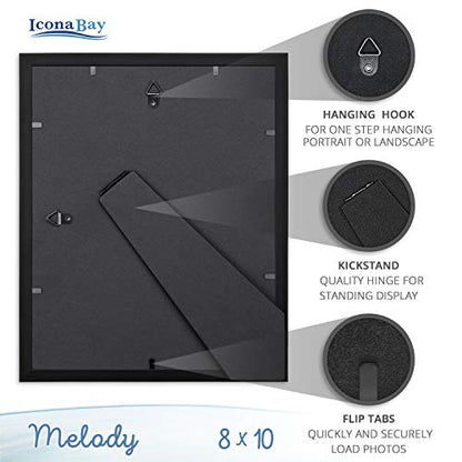 8x10 (20x25 cm) Picture Frames (Ink Black, 4 Pack), Contemporary Photo Frames, Melody Collection Picture Frame Set - color: Ink Black