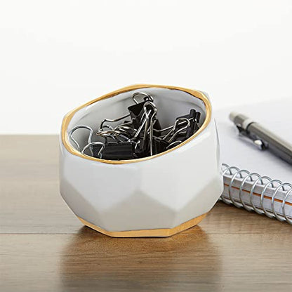 Kate Aspen Geometric Ceramic Planters, Mini Decorative Bowls (Set of 3) Small- Succulent Pots, Modern Decor, Shelf Decor, Desk, Table Décor, White - size: Small (Set of 3)