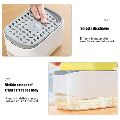 Dish Soap Dispenser with Sponge Holder 2 in 1 Kitchen Soap Dispenser 350ML Countertop Washing Liquid Pump for Kitchen Sink No Sponge and Washing Liquid