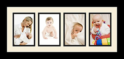 ArtToFrames Collage Photo Frame Single Mat with 4-4x6 Openings and Satin Black Frame. - color: 4 - 4x6 - (2381)