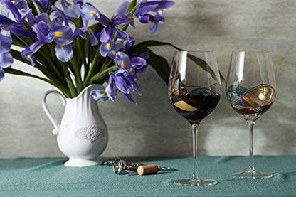 Bezrat Red Wine Glasses Set of 2, Hand Painted Wine Glass, Drinkware Essentials, 11" H, 28oz Wine Lover Large Glass, Glassware Gifts Ideas for Women Inspired by 'Duomo di Milano' Mothers Day (Red) - color: Red, size: 28 ounces