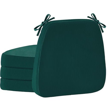 Dining Chair Cushions, Hunter Green, 17"x16", Set of 4 | 2'' Thick Cooling Gel High-Density Foam, Ties and Non-Slip Bottom, Removable Washable Cover, For Dining and Kitchen - color: Hunter Green, size: 4 Count (Pack of 1)