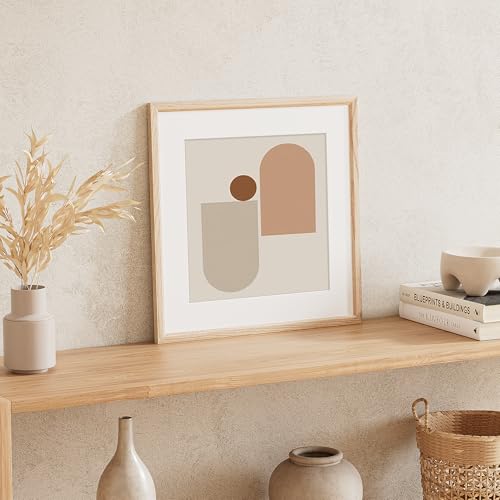 16x16 Picture Frame Natural Solid Oak Photo Frames with 12x12 Removable Mat Wall Hanging Large Handcrafted Frame with HD Plexiglass Wall and Tabletop Display Large Poster Frame - color: Oak, size: 16X16,1P