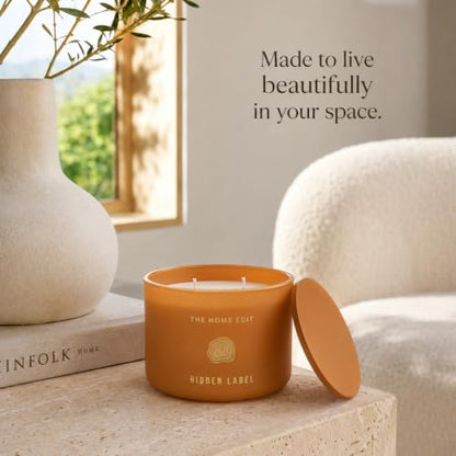 Hidden Label Teakwood Amber Soy Candle, 10 oz 2-Wick | Soy wax jar candle, up to 45 hours, warm woody amber scent for bedroom, office, living room and gifts - color: Teawood Amber
