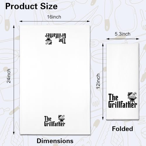The Grillfather Kitchen Towels 2 Pack, BBQ Grilling Kitchen Towels Set for Men Women, Funny Birthday Home Warming Gifts for Men Husband Dad Boyfriend Friend, for Dad - color: The Grillfather