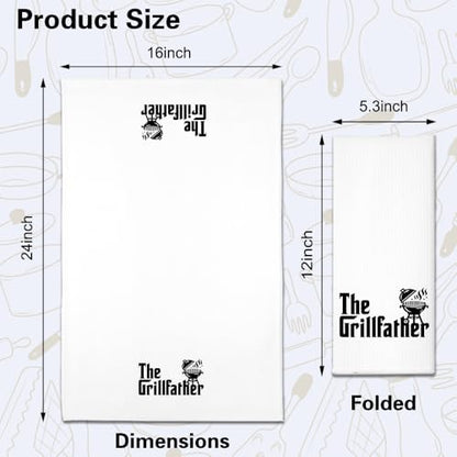 The Grillfather Kitchen Towels 2 Pack, BBQ Grilling Kitchen Towels Set for Men Women, Funny Birthday Home Warming Gifts for Men Husband Dad Boyfriend Friend, for Dad - color: The Grillfather