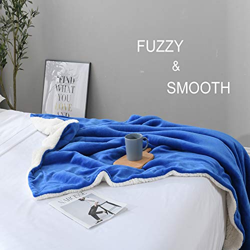 NANPIPER Throw Blanket Sherpa Flannel Blankets Soft Fuzzy Plush Fleece Microfiber for Bed/Couch (60"x80",Princess Blue) - color: Princess Blue, size: Twin