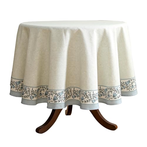 Designer Linen Round Tablecloth,Diameter 67"-Segerman B | Chinoiserie Vintage Elegant Floral Durable Table Cloth,Beautiful,Heavyweight,Dining Room,Tea Party,Kitchen,Thanksgiving - color: Segerman B, size: 67" (Round)