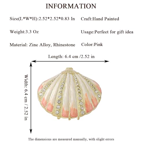 QIFU Hand Painted Pink Shell Style Enamel Trinket Box Hinged, Unique Small Jewelry Box to Store Your Jewelry in Style - style: Shell