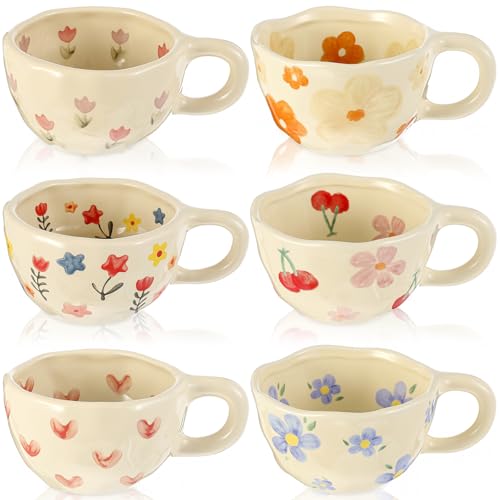 Maxdot 12oz Ceramic Coffee Mugs, Glazing Process Coffee Cup,6 Pcs,Cute - style: Cute