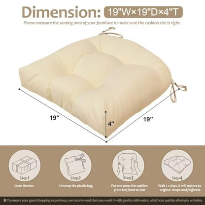 Outdoor Chair Cushions Set of 2, 19"x19" Tufted Outdoor Seat Cushions, Waterproof Patio Furniture Cushions,Beige - color: Beige