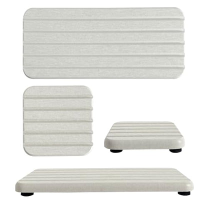NiuYichee Set of 4 Dish Soap Stone Tray Water Absorbing Fast Dry Sink Tray, Water Absorbent Diatomite Coasters Used For Hand Soap/Cup/Toiletries In kitchen/Bathroom Sink Countertop|Grooved Design - color: Set of 4 Light Grey With Grooves