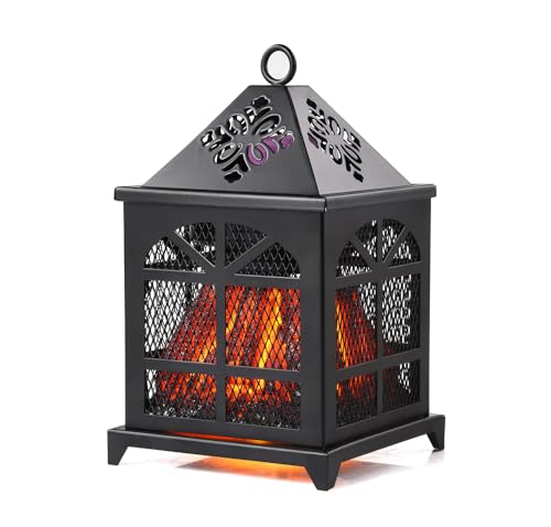 Dicimi Farmhouse Wax Warmer – 18W Electric Wax Melt Warmer with Flickering Light, 4-in-1 Beverage Warmer, Rustic Metal Decor for Home Office, Flameless Safe Gift - color: Black House Fire - a