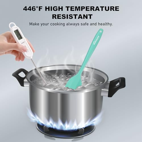 NileHome 6 Pieces Silicone Spatula Set with Silicone Brush,Turquoise | Food-Grade Material,Heat Resistant Up to 600°F,Dishwasher Safe,BPA-Free - color: Turquoise