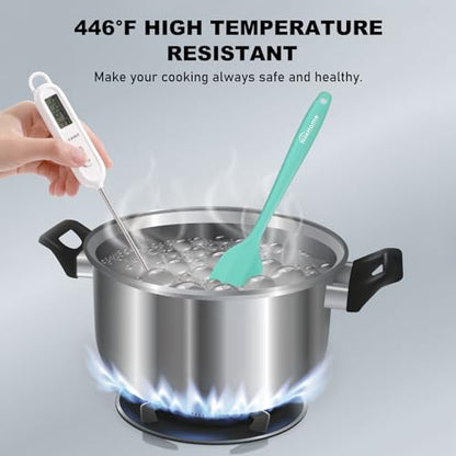 NileHome 6 Pieces Silicone Spatula Set with Silicone Brush,Turquoise | Food-Grade Material,Heat Resistant Up to 600°F,Dishwasher Safe,BPA-Free - color: Turquoise