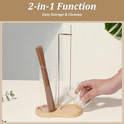 2 Pack Incense Holder for Sticks with Glass Ash Catcher | Keeps ash contained for cleaner incense burning and easy cleanup.