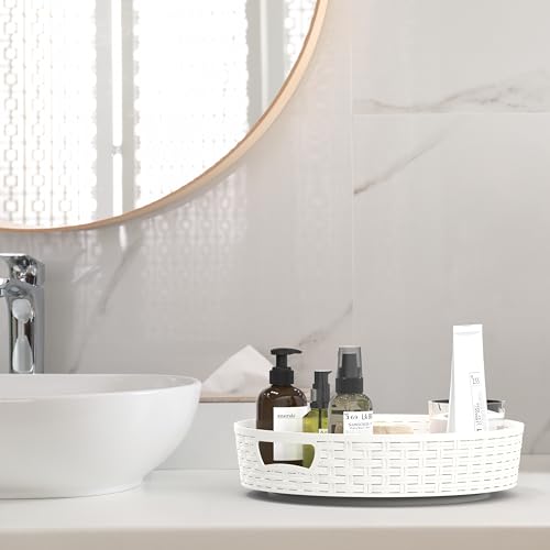 Simple Houseware 12-Inch Multifunctional Non-Skid Storage Lazy Susan, White